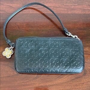 Elegant Black Leather Wristlet